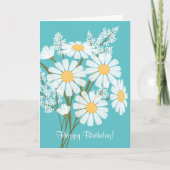 Carte Fleurs marguerites blanches sur Turquoise Joyeux a (Devant)