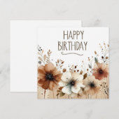 carte fleurs marron joyeux anniversaire (Devant / Derrière)