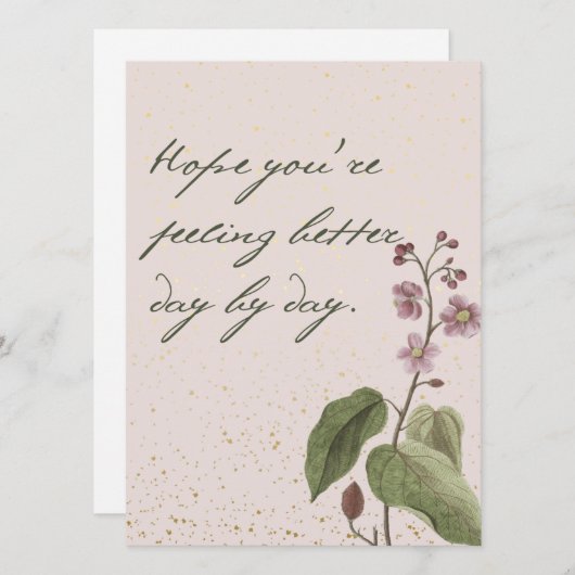 Carte Fleurs mauves et roses douces avec message (Devant / Derrière)