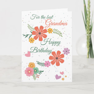 Carte Fleurs Meilleure grand-mère Joyeux anniversaire Ro