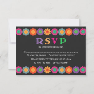 Carte Fleurs mexicaines de fiesta colorée épousant RSVP