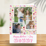 Carte Fleurs mignonnes Bonne fête des mères 3 Photo<br><div class="desc">Fleurs colorées mignonnes Bonne fête des mères 3 Carte photo. Joli motif de fleurs. Personnalisez avec 3 photos et votre message à l'intérieur. Tu peux changer maman en maman,  maman, ... </div>