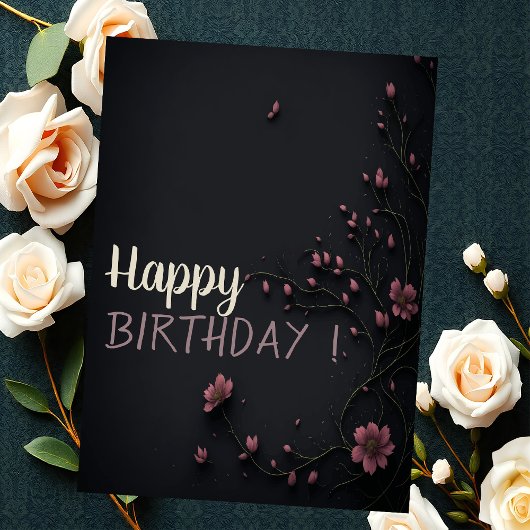 Carte Fleurs noires Anniversaire gothique