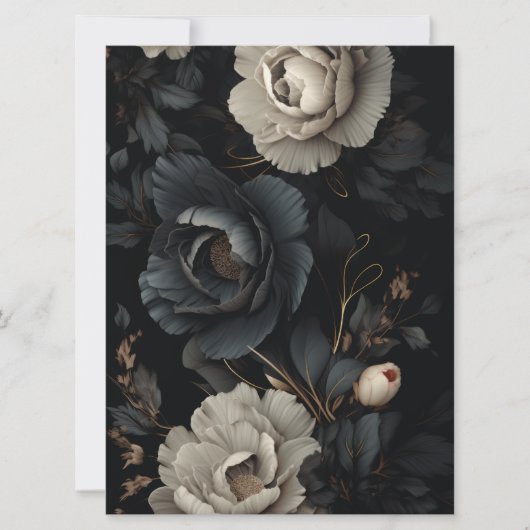 Carte Fleurs noires et blanches (Devant)
