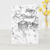 Carte Fleurs noires et blanches (Fleur jaune)