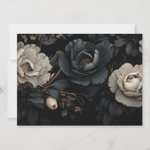 Carte Fleurs noires et blanches