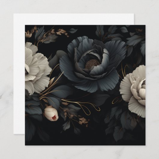 Carte Fleurs noires et blanches (Devant / Derrière)