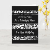 Carte Fleurs noires et blanches Niece Anniversaire (Fleur jaune)