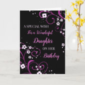 Carte Fleurs noires et violettes Fille Anniversaire (Fleur jaune)