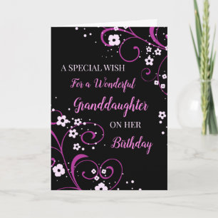 Carte Fleurs noires et violettes Grand-fille Anniversair