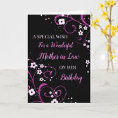 Carte Fleurs noires et violettes Mère en droit Anniversa (Fleur jaune)