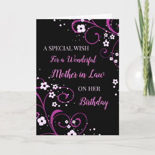 Carte Fleurs noires et violettes Mère en droit Anniversa
