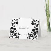 Carte Fleurs noires folk de charme Merci blanc personnal (Devant)