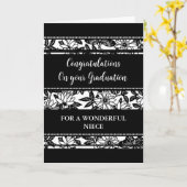 Carte Fleurs noires nièce Félicitations Graduation (Fleur jaune)