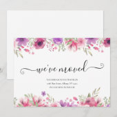 Carte Fleurs Nous Avons Déménagé Script Nouvelle Adresse (Devant / Derrière)