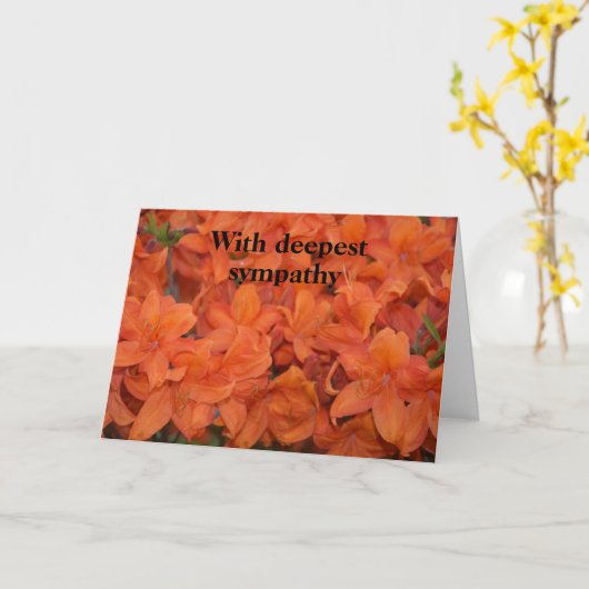 Carte Fleurs orange - Avec mes plus sincères condoléance (Fleur jaune)