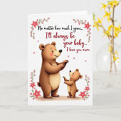 Carte Fleurs Ours Aiment Maman (Fleur jaune)
