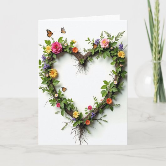 Carte Fleurs Papillon Couronne Cardiaque (Devant)