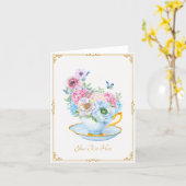 Carte Fleurs papillon tasse à thé  (Fleur jaune)
