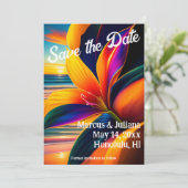 Carte Fleurs paradisiaques tropicales Sauvez la date (Debout devant)