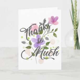 Carte Fleurs pastel aquarelle Merci beaucoup