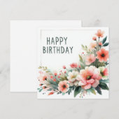 carte fleurs pastel joyeux anniversaire (Devant / Derrière)
