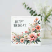 carte fleurs pastel joyeux anniversaire (Debout devant)