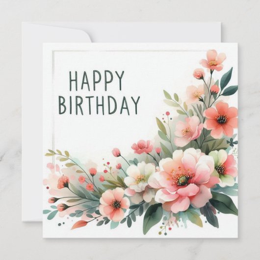 carte fleurs pastel joyeux anniversaire (Devant)