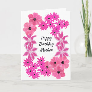 Carte Fleurs peintes en rose personnalisées