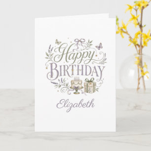 Carte Fleurs personnalisées de joyeux anniversaire pour