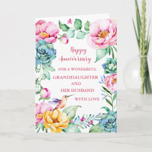 Carte Fleurs Petite-fille et son mari Anniversaire