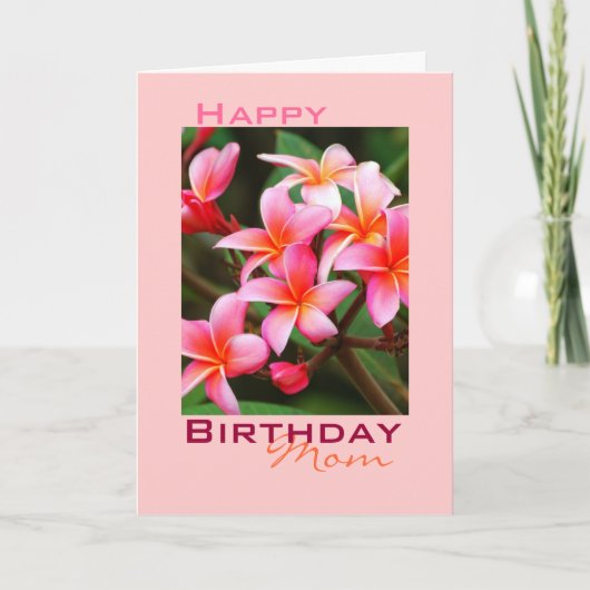 Carte Fleurs Plumeria rose, Anniversaire (Devant)