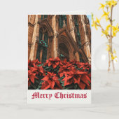 Carte Fleurs Poinsettia Moyen Age Joyeux Noël (Fleur jaune)