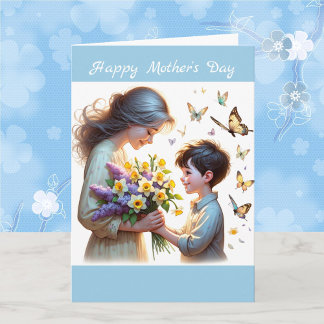 Carte Fleurs pour la fête des Mères aquarelle personnali