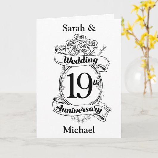 Carte Fleurs pour le 19e anniversaire de mariage (Fleur jaune)