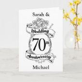 Carte Fleurs pour le 70e anniversaire de mariage Noir et (Fleur jaune)