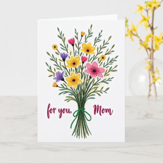 Carte Fleurs pour Maman (Fleur jaune)
