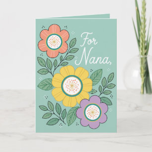 Carte Fleurs « Pour Nana » Joli motif floral pour grand-