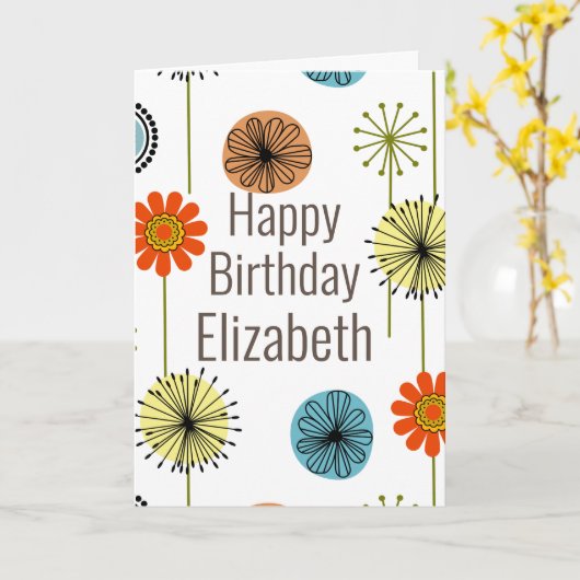 Carte Fleurs pour un anniversaire style moderne du milie (Fleur jaune)