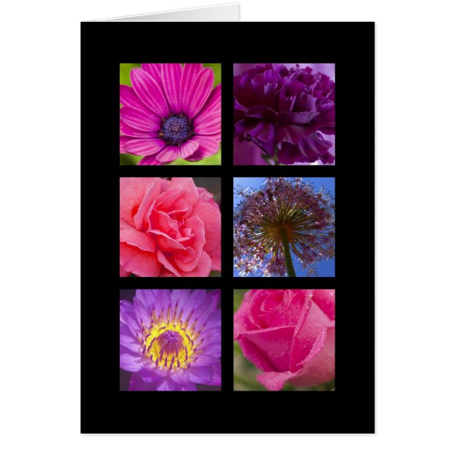 Carte - fleurs pourpres roses (Devant)