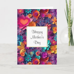 Carte Fleurs printanières colorées pour la fête des mère