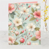 Carte Fleurs printanières en bleu de robin (Fleur jaune)