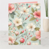 Carte Fleurs printanières en bleu de robin (Devant)