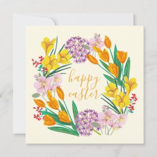 Carte Fleurs printanières tulipe florale jaune pâques de