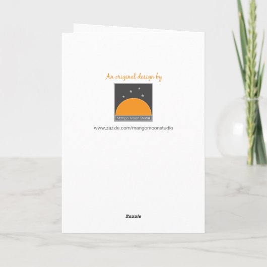 Carte Fleurs rétro Chat noir Anniversaire (Dos)