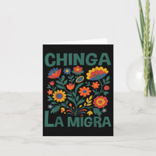 Carte Fleurs rétro Chinga La Migra