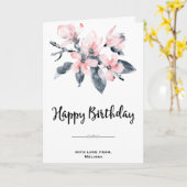Carte Fleurs rose et gris Aquarelle classique Anniversai (Fleur jaune)