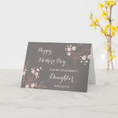 Carte Fleurs rose gris Fille Bonne fête des mères (Fleur jaune)