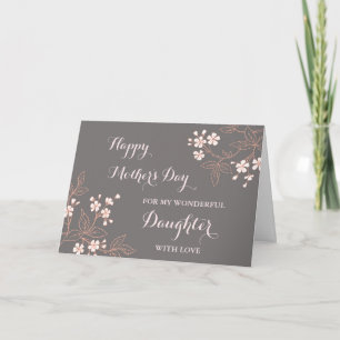 Carte Fleurs rose gris Fille Bonne fête des mères