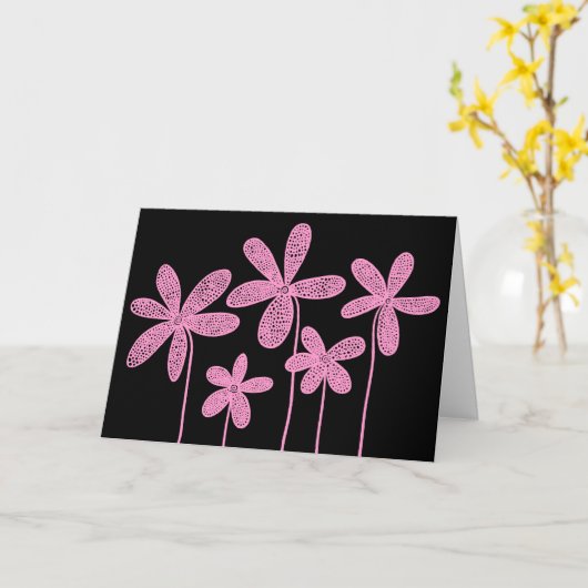 Carte Fleurs - Rose sur Noir (Fleur jaune)